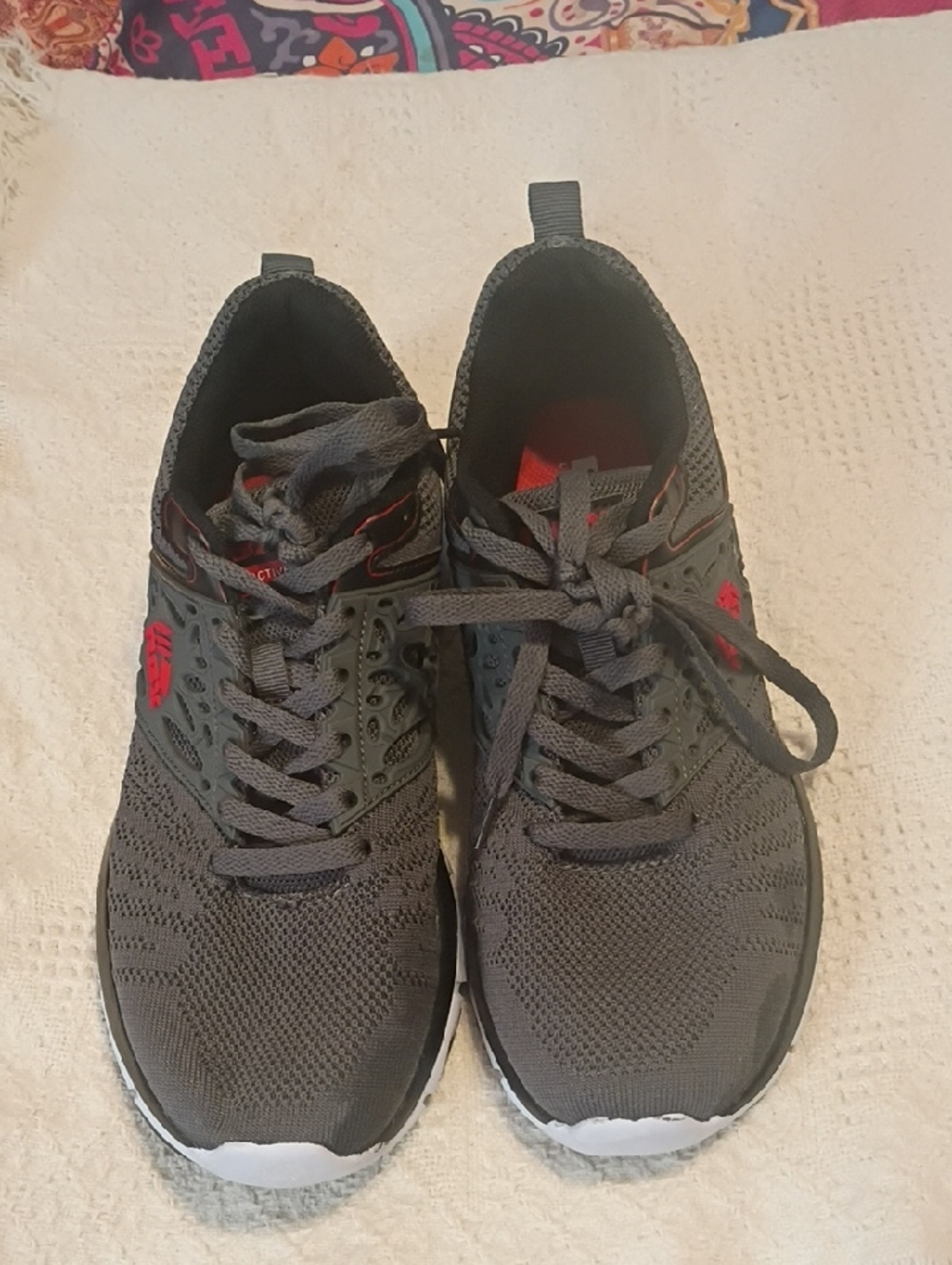Men's RBX Grey Athletic Sneakers with Red Accents